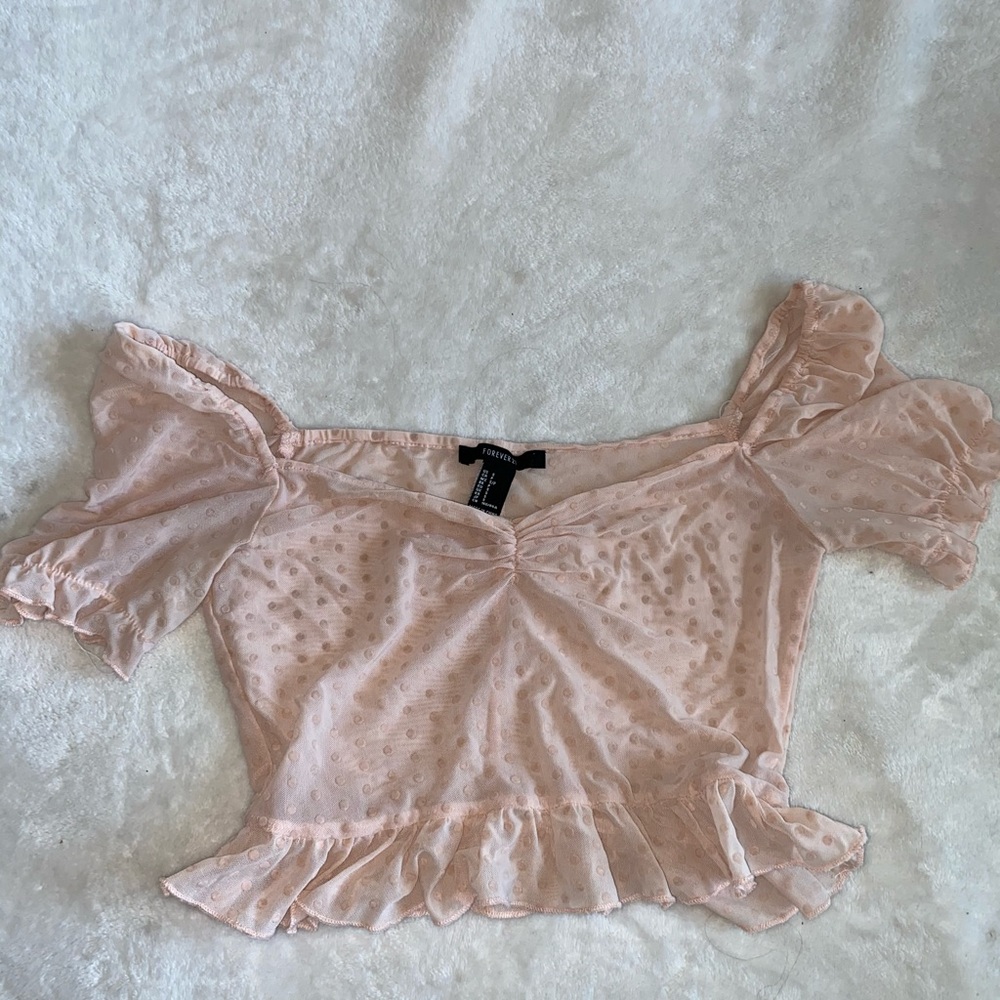 F21 Sheer Pink Crop Top
